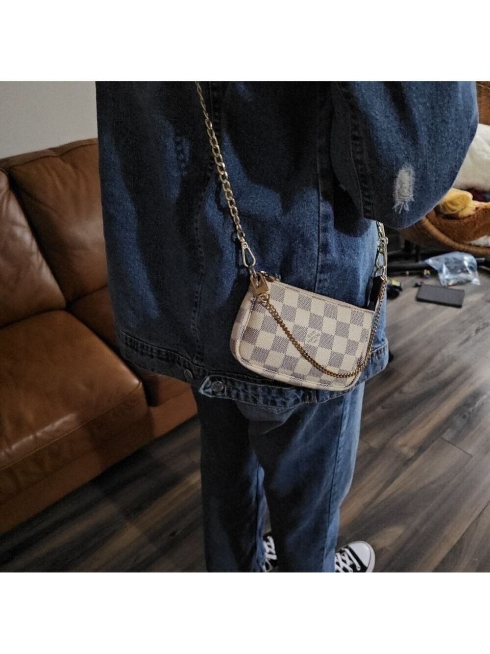 Louis Vuitton Damier Azur Pochette Accessoires Bag Pouch Mini